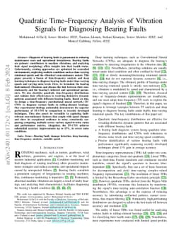 Quadratic Time-Frequency Analysis of Vibration Signals for Diagnosing
  Bearing Faults