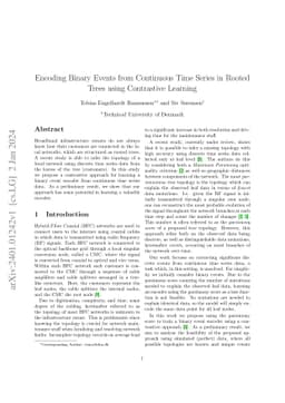 Encoding Binary Events from Continuous Time Series in Rooted Trees using
  Contrastive Learning