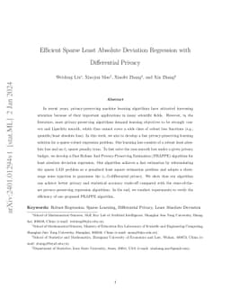 Efficient Sparse Least Absolute Deviation Regression with Differential
  Privacy