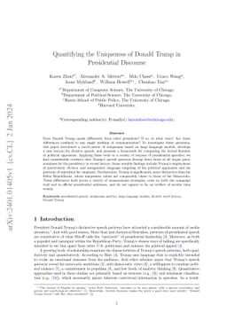 Quantifying the Uniqueness of Donald Trump in Presidential Discourse