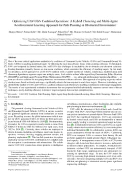 Optimizing UAV-UGV Coalition Operations: A Hybrid Clustering and
  Multi-Agent Reinforcement Learning Approach for Path Planning in Obstructed
  Environment