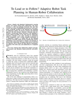 To Lead or to Follow? Adaptive Robot Task Planning in Human-Robot
  Collaboration