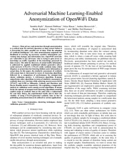 Adversarial Machine Learning-Enabled Anonymization of OpenWiFi Data