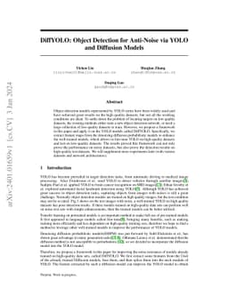 DiffYOLO: Object Detection for Anti-Noise via YOLO and Diffusion Models