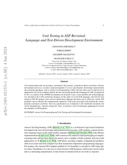 Unit Testing in ASP Revisited: Language and Test-Driven Development
  Environment