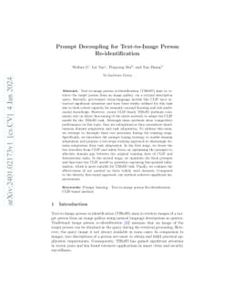 Prompt Decoupling for Text-to-Image Person Re-identification