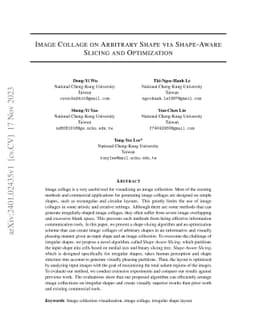 Image Collage on Arbitrary Shape via Shape-Aware Slicing and
  Optimization