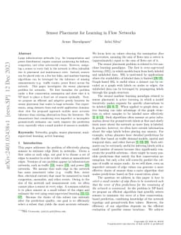 Sensor Placement for Learning in Flow Networks