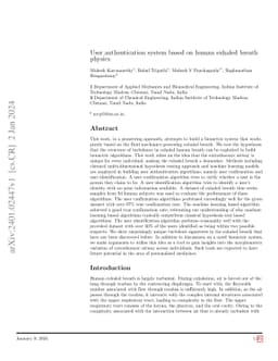 User authentication system based on human exhaled breath physics