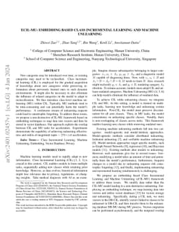eCIL-MU: Embedding based Class Incremental Learning and Machine
  Unlearning