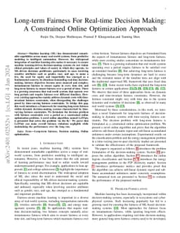 Long-term Fairness For Real-time Decision Making: A Constrained Online
  Optimization Approach