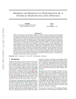 Progress and Prospects in 3D Generative AI: A Technical Overview
  including 3D human