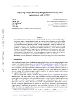 Improving sample efficiency of high dimensional Bayesian optimization
  with MCMC