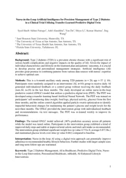 Nurse-in-the-Loop Artificial Intelligence for Precision Management of
  Type 2 Diabetes in a Clinical Trial Utilizing Transfer-Learned Predictive
  Digital Twin