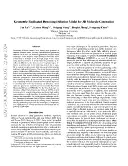 Geometric-Facilitated Denoising Diffusion Model for 3D Molecule
  Generation