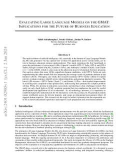 Evaluating Large Language Models on the GMAT: Implications for the
  Future of Business Education