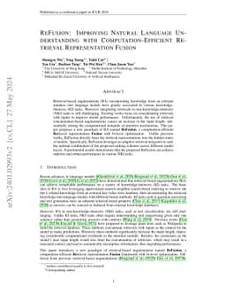 ReFusion: Improving Natural Language Understanding with
  Computation-Efficient Retrieval Representation Fusion