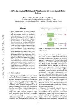 MPN: Leveraging Multilingual Patch Neuron for Cross-lingual Model
  Editing