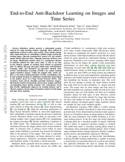 End-to-End Anti-Backdoor Learning on Images and Time Series