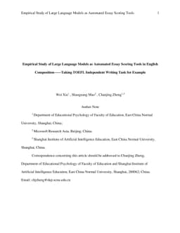 Empirical Study of Large Language Models as Automated Essay Scoring
  Tools in English Composition__Taking TOEFL Independent Writing Task for
  Example