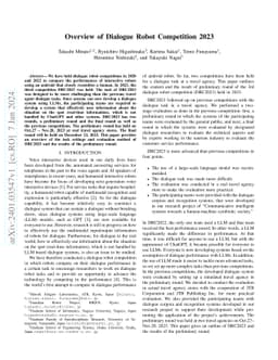 Overview of Dialogue Robot Competition 2023