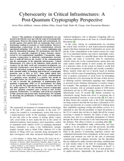 Cybersecurity in Critical Infrastructures: A Post-Quantum Cryptography
  Perspective
