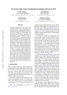 We Need to Talk About Classification Evaluation Metrics in NLP
