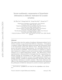 Inverse Nonlinearity Compensation of Hyperelastic Deformation in
  Dielectric Elastomer for Acoustic Actuation