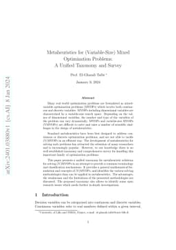 Metaheuristics for (Variable-Size) Mixed Optimization Problems: A
  Unified Taxonomy and Survey