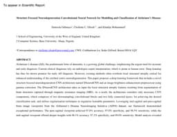 SNeurodCNN: Structure-focused Neurodegeneration Convolutional Neural
  Network for Modelling and Classification of Alzheimer's Disease