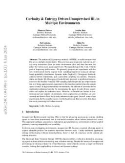 Curiosity & Entropy Driven Unsupervised RL in Multiple Environments