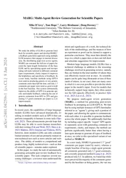 MARG: Multi-Agent Review Generation for Scientific Papers