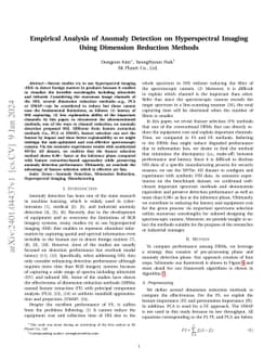 Empirical Analysis of Anomaly Detection on Hyperspectral Imaging Using
  Dimension Reduction Methods