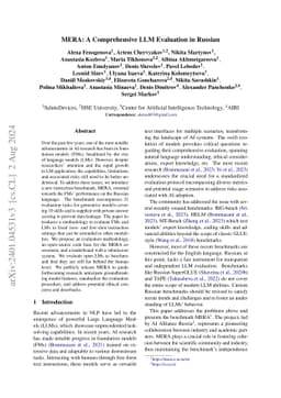 MERA: A Comprehensive LLM Evaluation in Russian