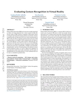 Evaluating Gesture Recognition in Virtual Reality