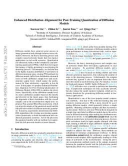 Enhanced Distribution Alignment for Post-Training Quantization of
  Diffusion Models