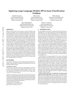 Applying Large Language Models API to Issue Classification Problem
