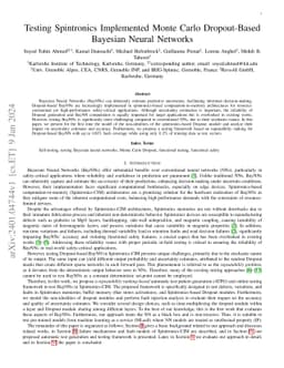 Testing Spintronics Implemented Monte Carlo Dropout-Based Bayesian
  Neural Networks