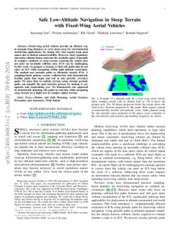 Safe Low-Altitude Navigation in Steep Terrain with Fixed-Wing Aerial
  Vehicles
