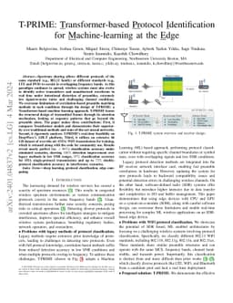 T-PRIME: Transformer-based Protocol Identification for Machine-learning
  at the Edge