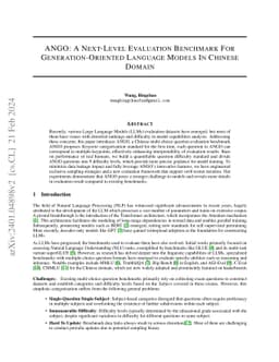ANGO: A Next-Level Evaluation Benchmark For Generation-Oriented Language
  Models In Chinese Domain