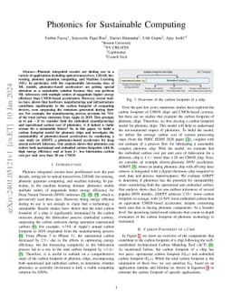 Photonics for Sustainable Computing