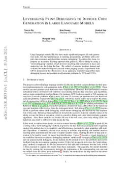 Leveraging Print Debugging to Improve Code Generation in Large Language
  Models