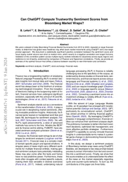 Can ChatGPT Compute Trustworthy Sentiment Scores from Bloomberg Market
  Wraps?