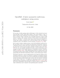 OpenSkill: A faster asymmetric multi-team, multiplayer rating system