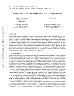 Transparency as Delayed Observability in Multi-Agent Systems