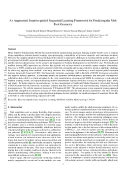 An Augmented Surprise-guided Sequential Learning Framework for
  Predicting the Melt Pool Geometry