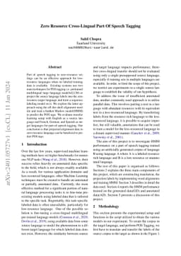 Zero Resource Cross-Lingual Part Of Speech Tagging