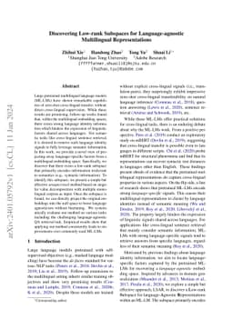 Discovering Low-rank Subspaces for Language-agnostic Multilingual
  Representations