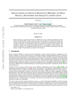 Implications of Noise in Resistive Memory on Deep Neural Networks for
  Image Classification
